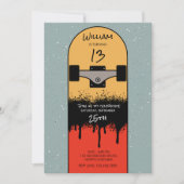 Retro Skateboard Blue Cool Skateboarder Verjaardag Kaart (Voorkant)