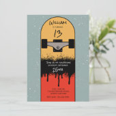 Retro Skateboard Blue Cool Skateboarder Verjaardag Kaart (Staand voorkant)