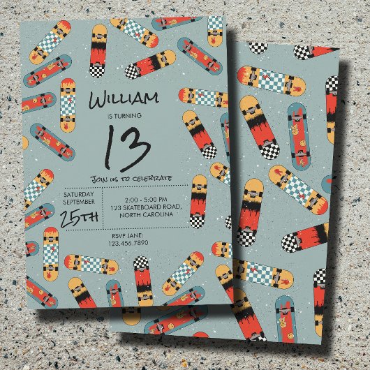 Retro Skateboard Blue Cool Skateboarding Verjaarda Kaart