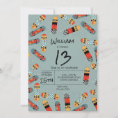 Retro Skateboard Blue Cool Skateboarding Verjaarda Kaart (Voorkant)