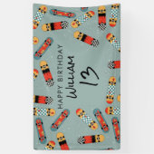 Retro Skateboard Blue Cool Skateboarding Verjaarda Spandoek (Verticaal)