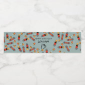 Retro Skateboard Blue Cool Skateboarding Verjaarda Waterfles Etiket (Enkel label)