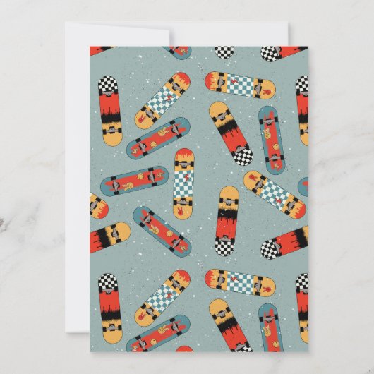 Retro Skateboard Blue Cool Spray Paint Verjaardag Kaart (Achterkant)