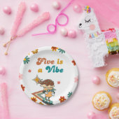 Retro skateboard FIVE is een Vibe 5e verjaardag Papieren Bordje (Feest)