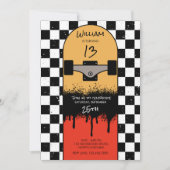 Retro Skateboard geruit Skateboarder Verjaardag Kaart (Voorkant)