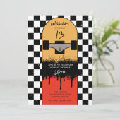 Retro Skateboard geruit Skateboarder Verjaardag Kaart (Staand voorkant)