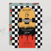 Retro Skateboard geruit Skateboarder Verjaardag Kaart (Voorkant / Achterkant)