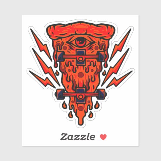 Retro Skateboard Pizza Sinaasappel 4-inch Kiss Cut Sticker (Vel)