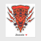 Retro Skateboard Pizza Sinaasappel 4-inch Kiss Cut Sticker (Vel)