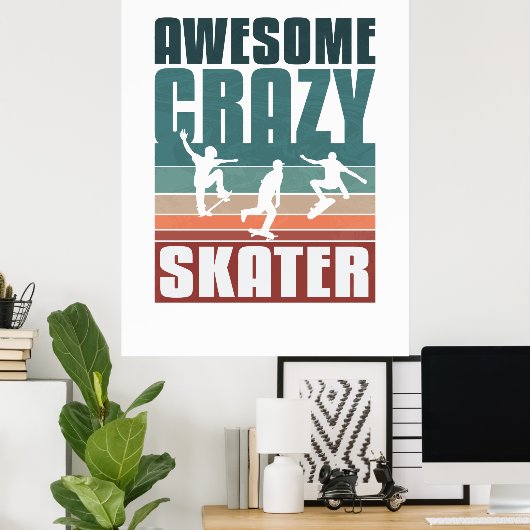 Retro  skateboard poster (Thuiskantoor)