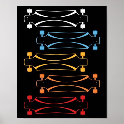 Retro Skateboard Schaatsen Skateboarden Skateboard Poster (Voorkant)