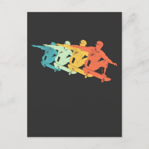 Retro Skateboard Spring Colorful Skateette Silhoue Briefkaart