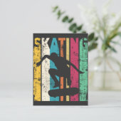 Retro Skateboard springen Silhouette Briefkaart (Staand voorkant)