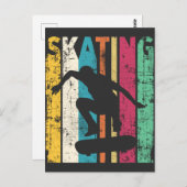 Retro Skateboard springen Silhouette Briefkaart (Voorkant / Achterkant)
