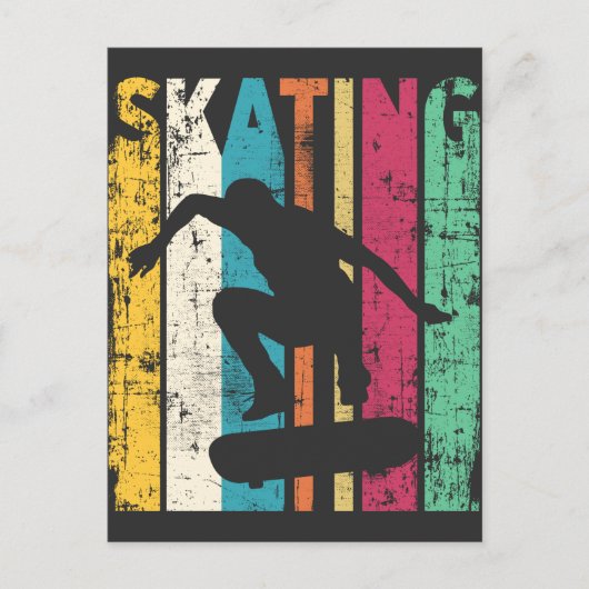 Retro Skateboard springen Silhouette Briefkaart (Voorkant)