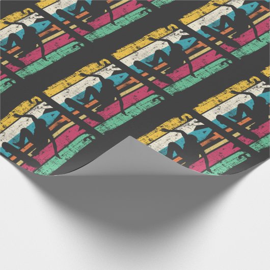 Retro Skateboard springen Silhouette Cadeaupapier (Hoek)