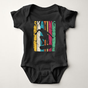 Retro Skateboard springen Silhouette Romper