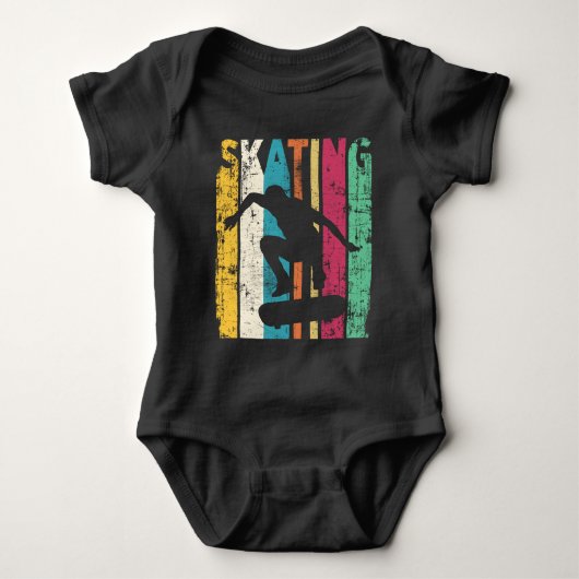 Retro Skateboard springen Silhouette Romper (Voorkant)