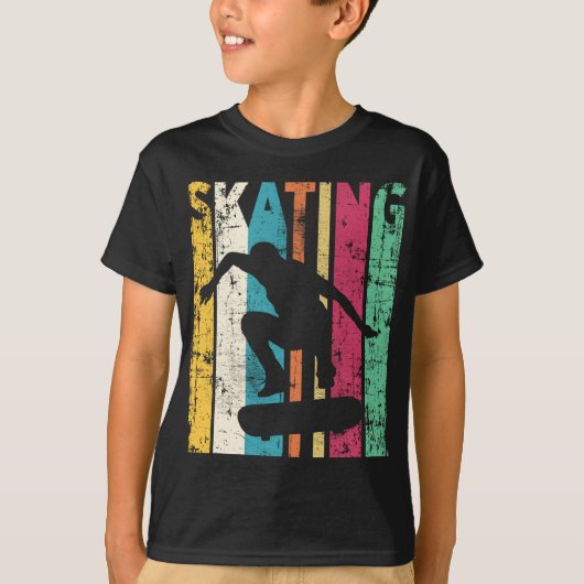 Retro Skateboard springen Silhouette T-shirt (Voorkant)