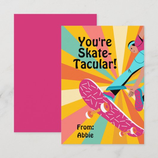 Retro Skateboard Valentine Kaart (Voorkant / Achterkant)
