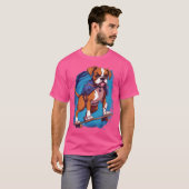 Retro Skateboarden Boxer Hond Skateboard T-shirt (Voorkant volledig)