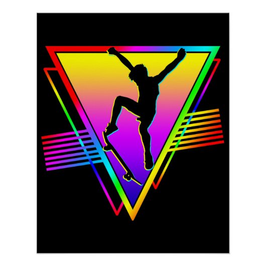 Retro Skateboarden Silhouet Skater Perfect Poster (Voorkant)