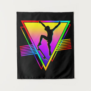 Retro Skateboarden Silhouet Skater Wandkleed