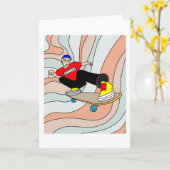 Retro Skateboarder Kaart (Gele Bloem)