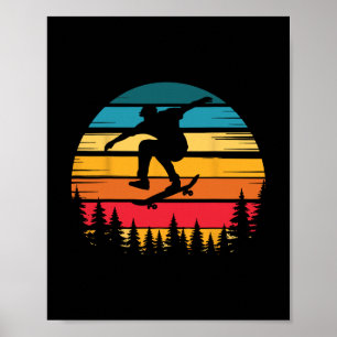 Retro Skateboarder Trick Move Vintage Skater Liefd Poster