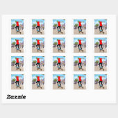 Retro Skateboarder Vierkante Sticker (Vel)