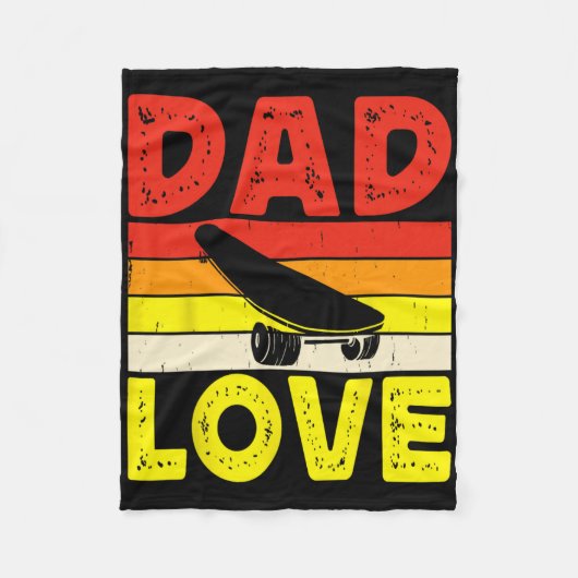 Retro Skateboarding Silhouette Skateboarder Skate Fleece Deken (Voorkant)