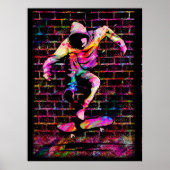 Retro Skater - Skateboarder - Skateboard P Poster (Voorkant)