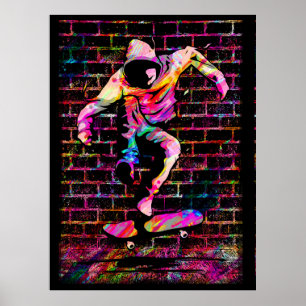 Retro Skater - Skateboarder - Skateboard P Poster