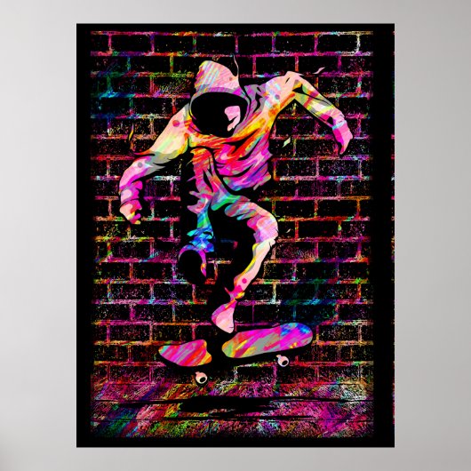 Retro Skater - Skateboarder - Skateboard P Poster (Voorkant)