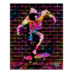 Retro Skater - Skateboarder -  skateboard Perfect Poster