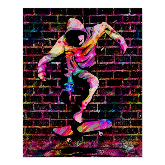 Retro Skater - Skateboarder -  skateboard Perfect Poster (Voorkant)