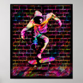 Retro Skater - Skateboarder -  skateboard Poster (Voorkant)