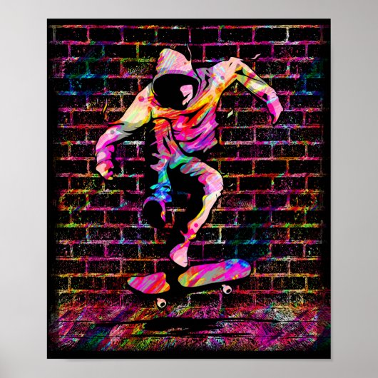 Retro Skater - Skateboarder -  skateboard Poster (Voorkant)