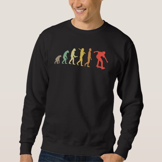 Retro Skating Evolution Gift voor Skaters & Skateb Trui (Voorkant)
