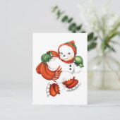 Retro Skating Snowman Briefkaart (Staand voorkant)