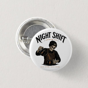Retro Skelet Barista Nachtploeg Coffee Co Ronde Button 3,2 Cm