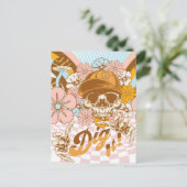 Retro Skelet Botanische Bloemen Briefkaart (Staand voorkant)