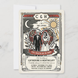 Retro Skelet Bruid en Bruidegom | Tarot Huwelijk Kaart