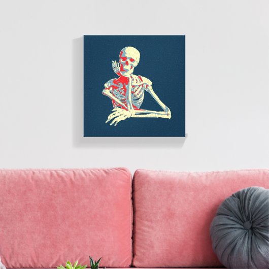 retro skelet canvas afdruk (Insitu (Woonkamer))