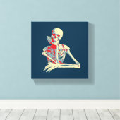 retro skelet canvas afdruk (Insitu (Houten vloer))