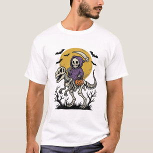 Retro Skelet Dinosaurus Halloween T-shirt Ontwerp 