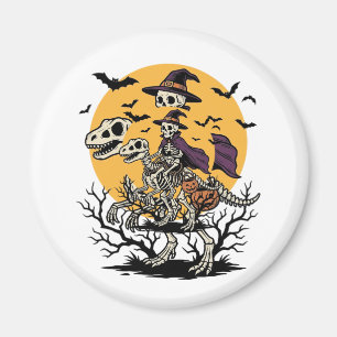 Retro Skelet Dinosaurus Halloween T-shirt Ontwerp_ Magneet