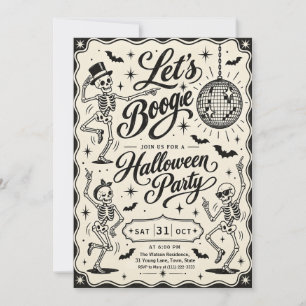 Retro Skelet Disco Halloween Feest Kaart