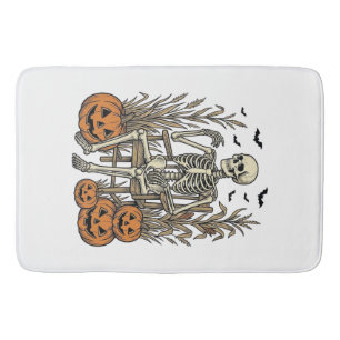 Retro Skelet en Pompoenen Halloween T-shirt Desi Badmat