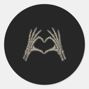Retro skelet handen hart teken Halloween kostuum Ronde Sticker